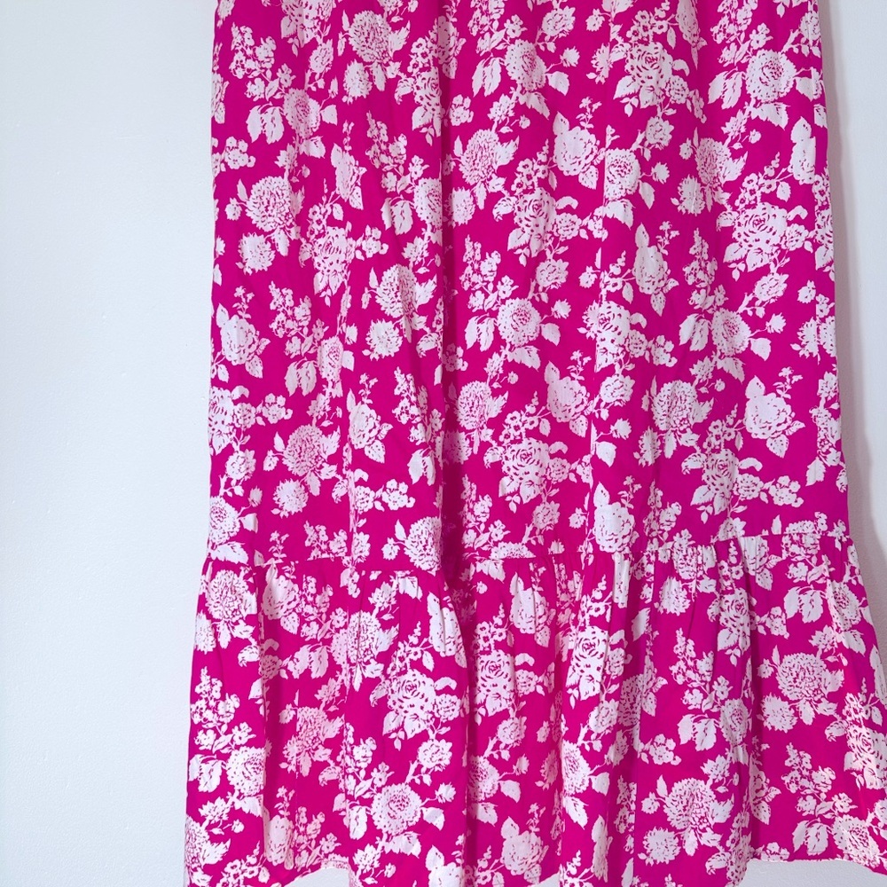 Anupa tiered 100% cotton pull on floral pink white midi skirt size XL NWT - Picture 5 of 14